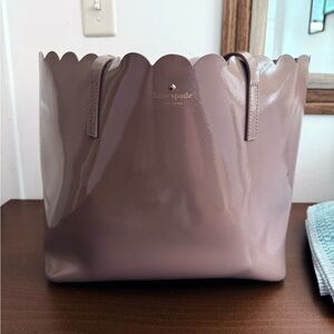 Kate Spade Large Scalloped Tote | Shiny Cowhide Leather | Rose Mauve